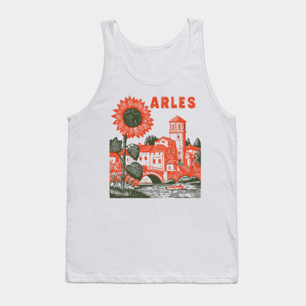 Arles Sunflower Van Gogh Style Vintage Art Tank Top by TuncGK