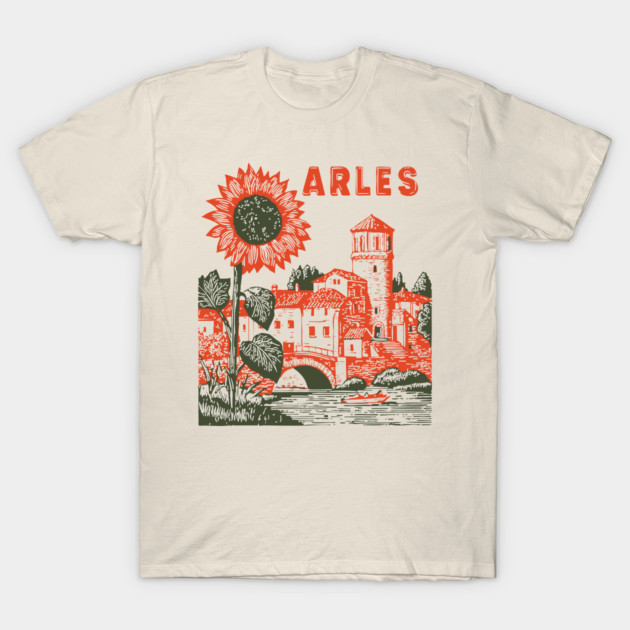 Arles Sunflower Van Gogh Style Vintage Art T-Shirt by TuncGK