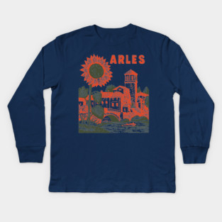 Arles Sunflower Van Gogh Style Vintage Art Kids Long Sleeve T-Shirt