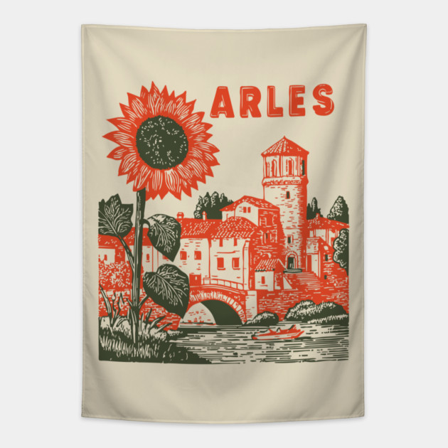 Arles Sunflower Van Gogh Style Vintage Art Tapestry by TuncGK