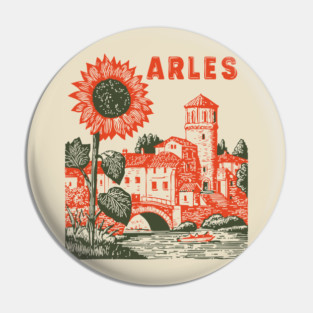 Arles Sunflower Van Gogh Style Vintage Art Pin