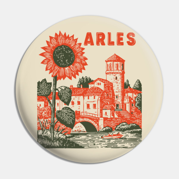 Arles Sunflower Van Gogh Style Vintage Art Pin by TuncGK