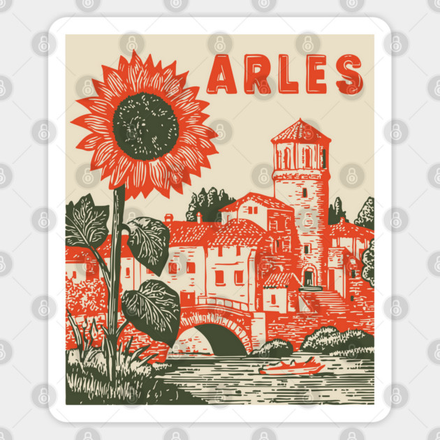 Arles Sunflower Van Gogh Style Vintage Art Sticker by TuncGK