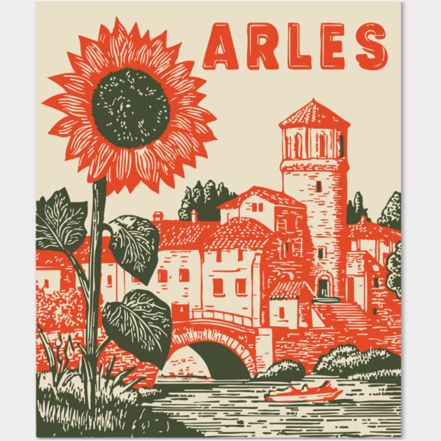 Arles Sunflower Van Gogh Style Vintage Art Wall Art by TuncGK