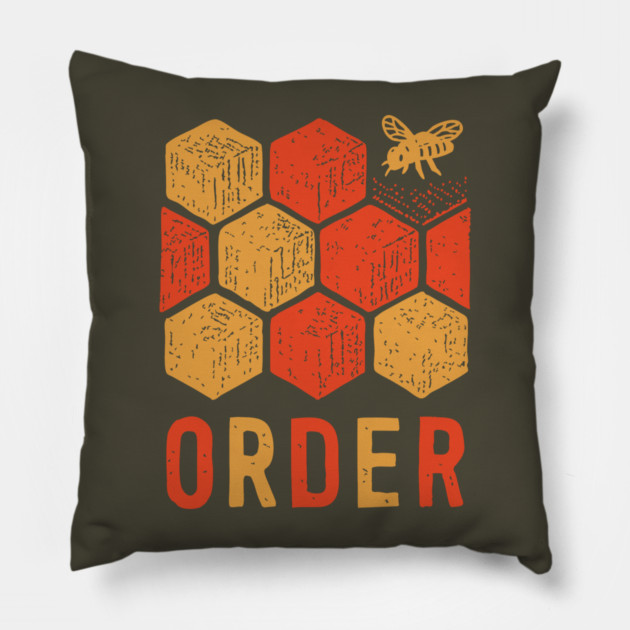 Retro 70s Bee and Honeycomb Art Pillow by TuncGK