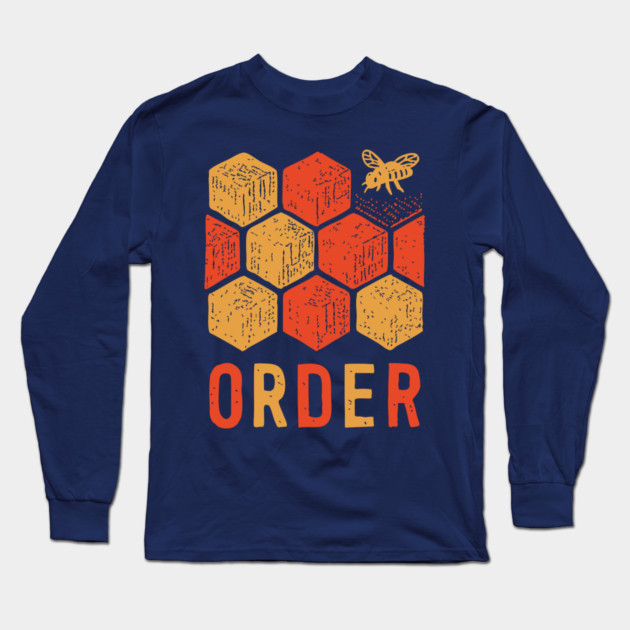 Retro 70s Bee and Honeycomb Art Long Sleeve T-Shirt by TuncGK