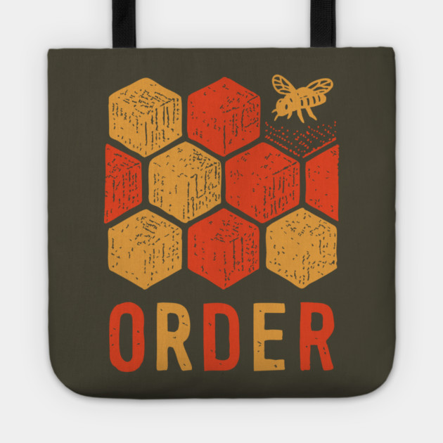 Retro 70s Bee and Honeycomb Art Tote by TuncGK