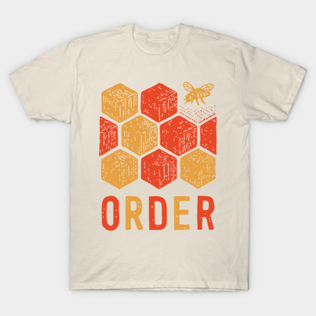 Retro 70s Bee and Honeycomb Art T-Shirt by TuncGK