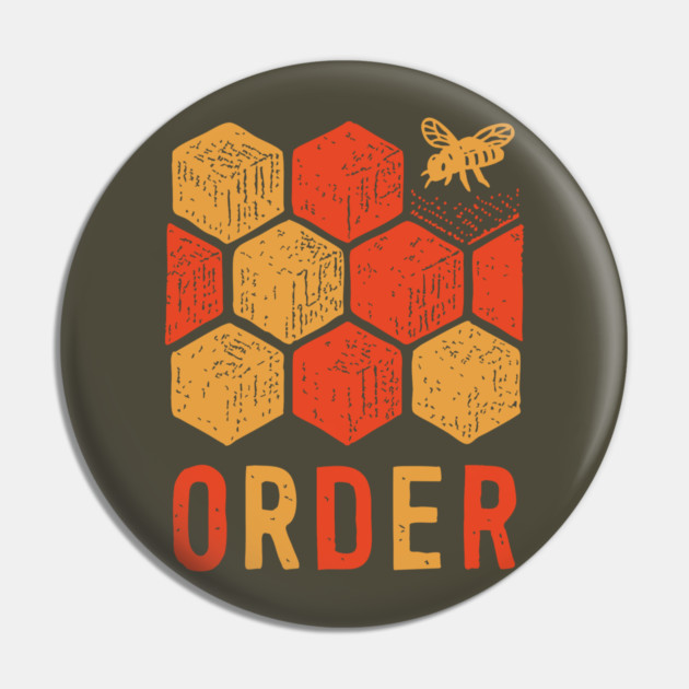 Retro 70s Bee and Honeycomb Art Pin by TuncGK