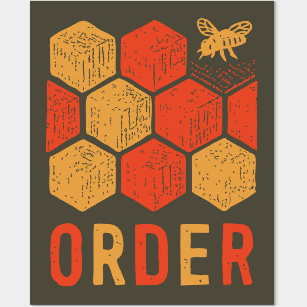 Retro 70s Bee and Honeycomb Art Wall Art by TuncGK