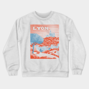 Lyon France Vintage Travel Poster Art Crewneck Sweatshirt