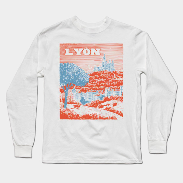 Lyon France Vintage Travel Poster Art Long Sleeve T-Shirt by TuncGK
