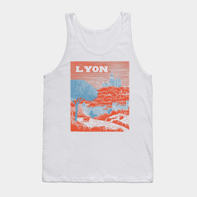 Lyon France Vintage Travel Poster Art Tank Top by TuncGK