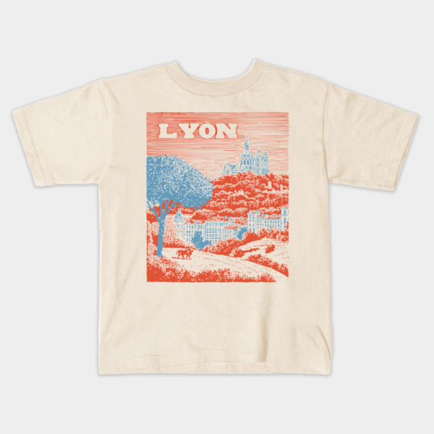 Lyon France Vintage Travel Poster Art Kids T-Shirt by TuncGK