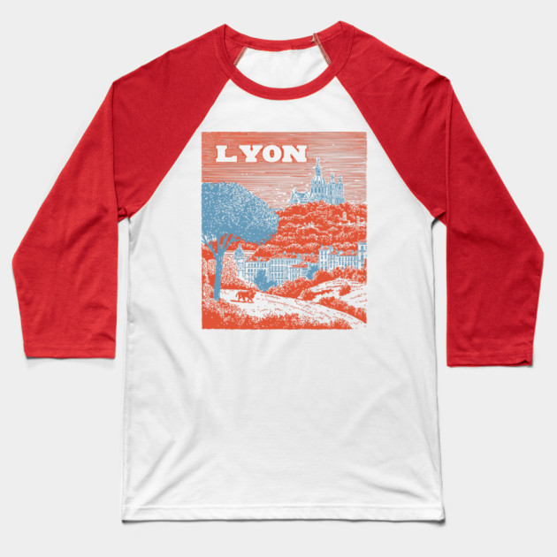Lyon France Vintage Travel Poster Art Baseball T-Shirt by TuncGK