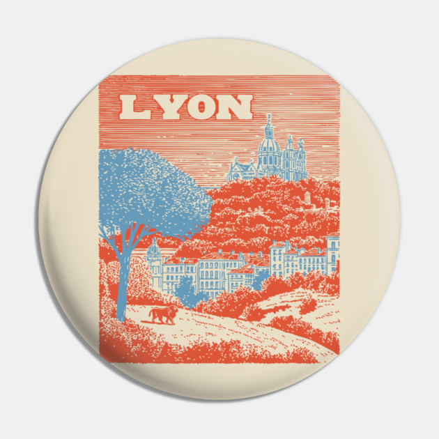 Lyon France Vintage Travel Poster Art Pin by TuncGK