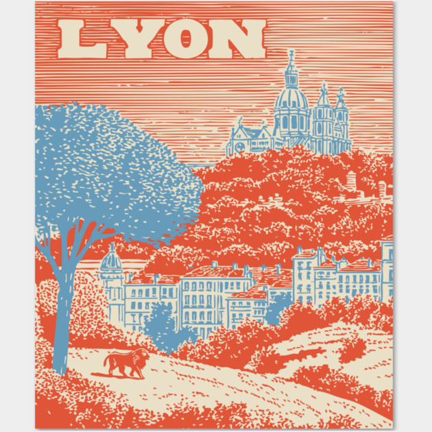 Lyon France Vintage Travel Poster Art Wall Art by TuncGK