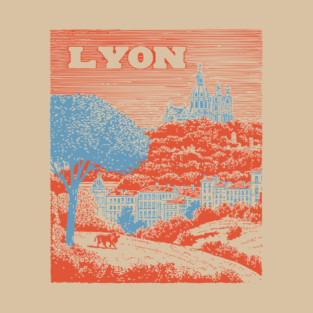 Lyon France Vintage Travel Poster Art T-Shirt