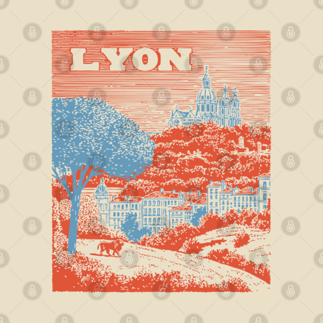 Lyon France Vintage Travel Poster Art by TuncGK