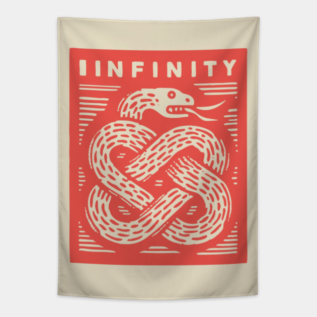 Infinity Knot Ouroboros Serpent Mystical Symbol Tapestry by TuncGK