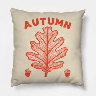 Vintage Autumn Oak Leaf Cottagecore Botanical Art Pillow
