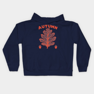Vintage Autumn Oak Leaf Cottagecore Botanical Art Kids Hoodie