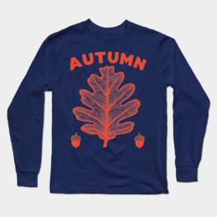 Vintage Autumn Oak Leaf Cottagecore Botanical Art Long Sleeve T-Shirt