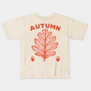 Vintage Autumn Oak Leaf Cottagecore Botanical Art Kids T-Shirt