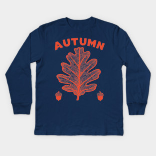 Vintage Autumn Oak Leaf Cottagecore Botanical Art Kids Long Sleeve T-Shirt