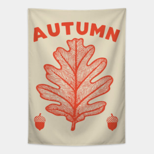 Vintage Autumn Oak Leaf Cottagecore Botanical Art Tapestry