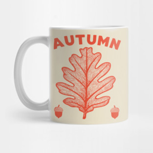 Vintage Autumn Oak Leaf Cottagecore Botanical Art Mug