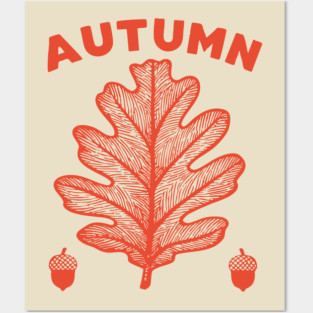 Vintage Autumn Oak Leaf Cottagecore Botanical Art Posters and Art