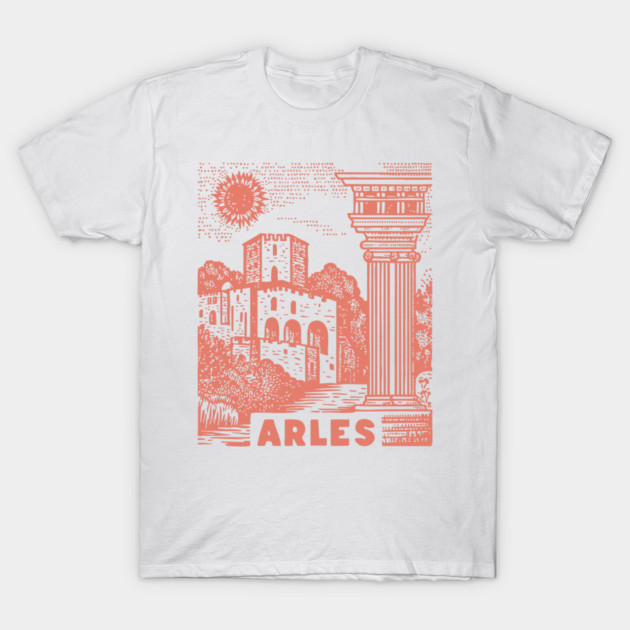 Arles Roman Architecture Vintage Travel Poster Art T-Shirt by TuncGK