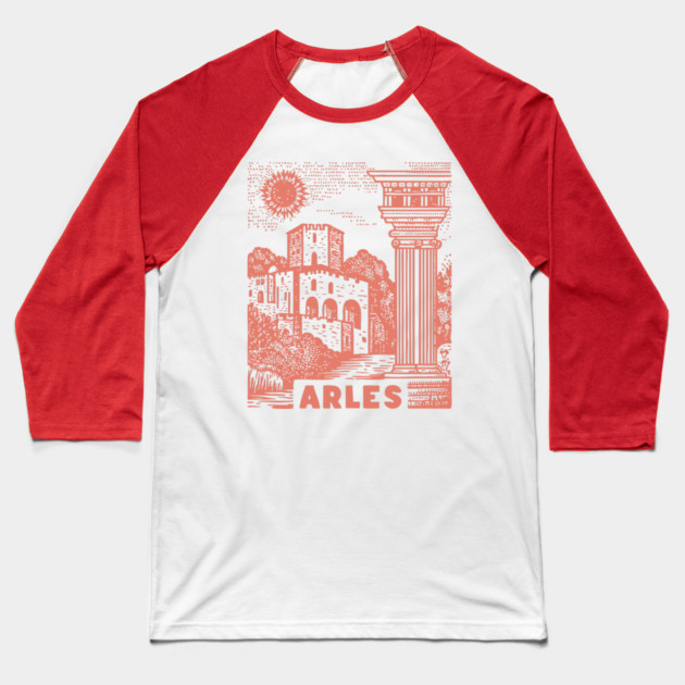 Arles Roman Architecture Vintage Travel Poster Art Baseball T-Shirt by TuncGK