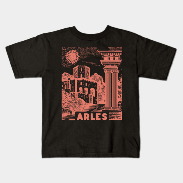 Arles Roman Architecture Vintage Travel Poster Art Kids T-Shirt by TuncGK
