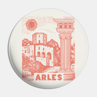 Arles Roman Architecture Vintage Travel Poster Art Pin