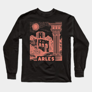 Arles Roman Architecture Vintage Travel Poster Art Long Sleeve T-Shirt