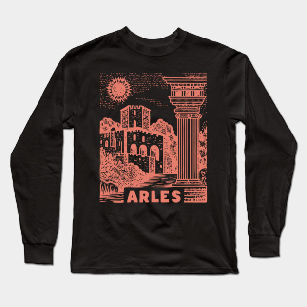 Arles Roman Architecture Vintage Travel Poster Art Long Sleeve T-Shirt by TuncGK