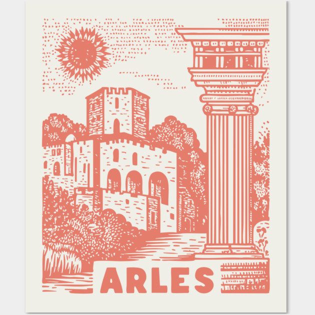 Arles Roman Architecture Vintage Travel Poster Art Wall Art by TuncGK