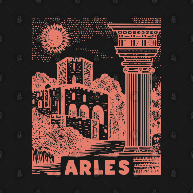 Arles Roman Architecture Vintage Travel Poster Art by TuncGK