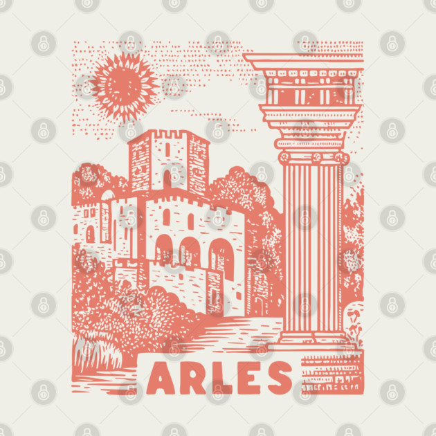 Arles Roman Architecture Vintage Travel Poster Art by TuncGK