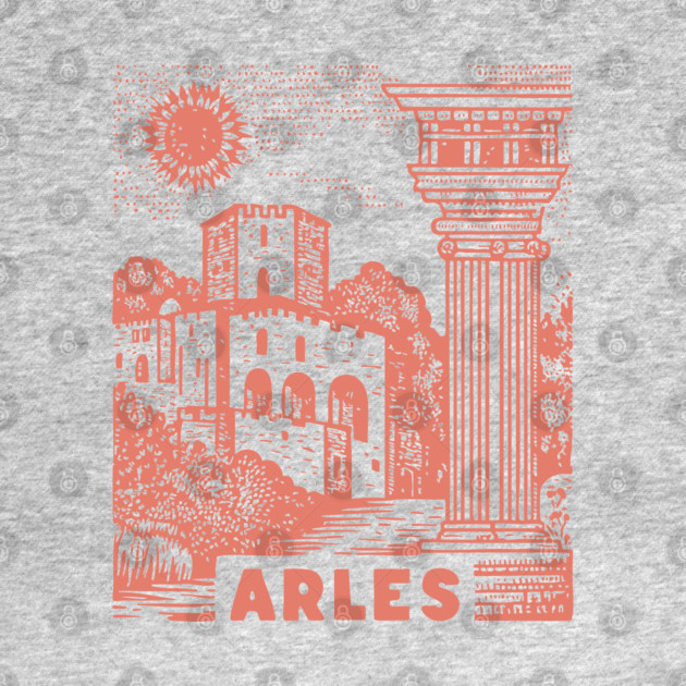 Arles Roman Architecture Vintage Travel Poster Art by TuncGK