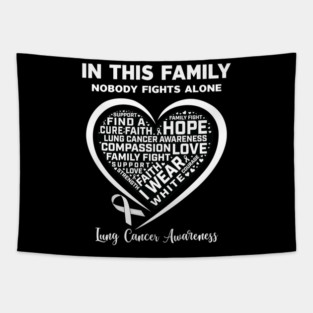 In This Family Nobody Fights Alone Lung Cancer Awareness Heart Tapestry