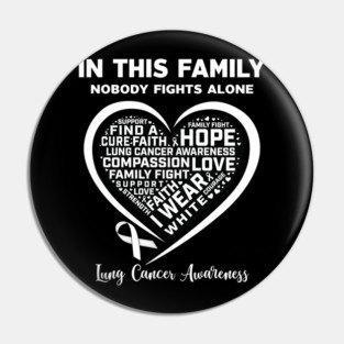In This Family Nobody Fights Alone Lung Cancer Awareness Heart Pin