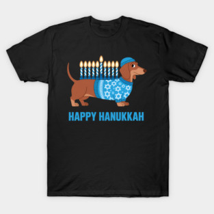 Weiner Dog Menorah Happy Hanukkah Weiner Dog Menorah T-Shirt