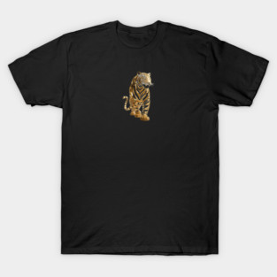 The Majestic Cipher: A Hyper-Realistic 3D Gold Sculpture of a Tiger, Merging Luxury with Abstract Filigree Art T-Shirt