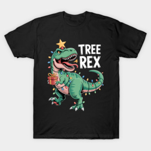 Most Wonderful Christmas Co Dinosaur Christmas Tree Rex Pajamas Men Boys Xmas Lights T-Shirt