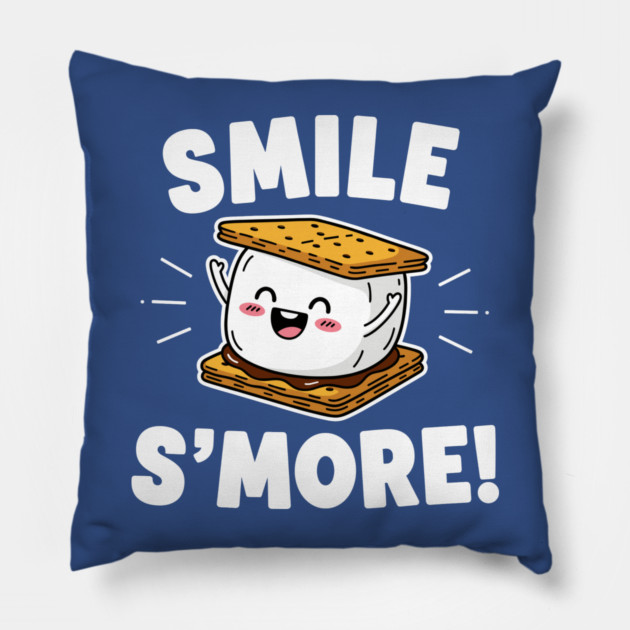 Smile S'more Funny Camping Treat Pillow by enrynz