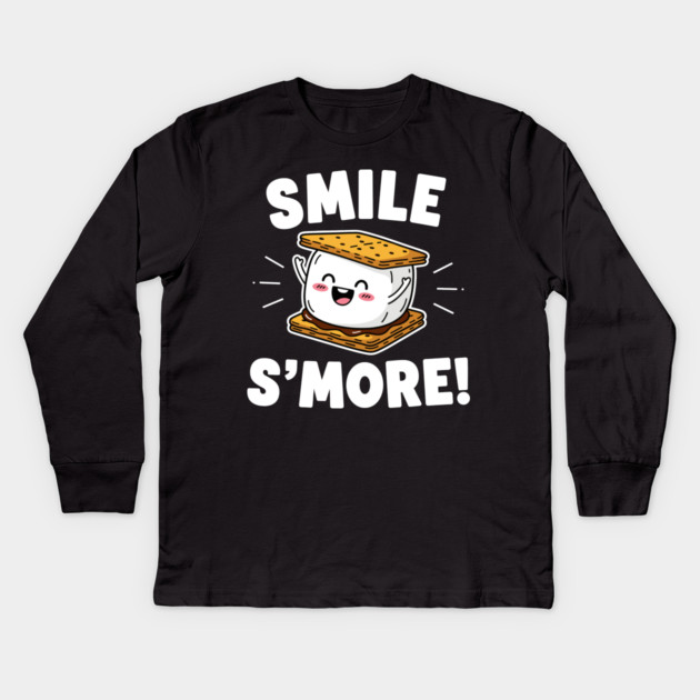 Smile S'more Funny Camping Treat Kids Long Sleeve T-Shirt by enrynz