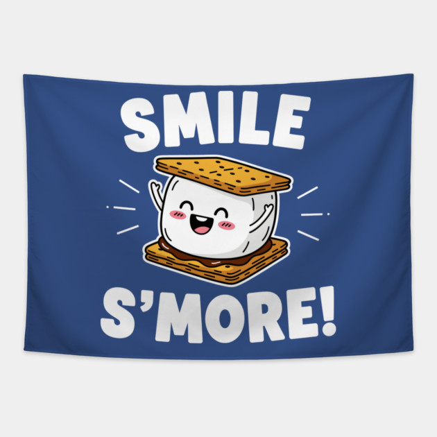 Smile S'more Funny Camping Treat Tapestry by enrynz